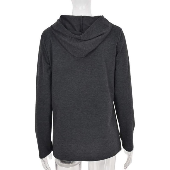 Keyhole Long Sleeve Hoodie Top - Picture 2 of 6